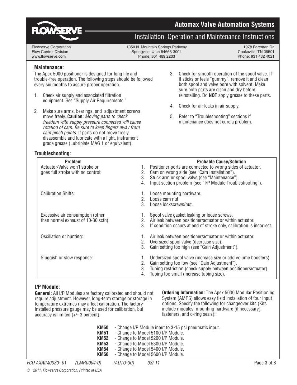 Flowserve 5000 Positioner Automax Valve Automation Systems User Manual | Page 3 / 8