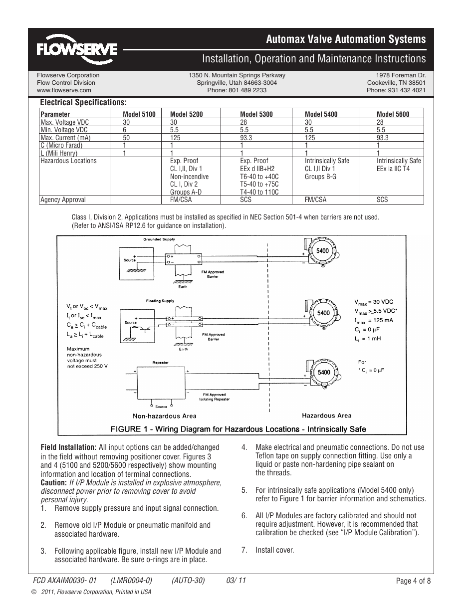 Flowserve 5000 Positioner Automax Valve Automation Systems User Manual | Page 4 / 8