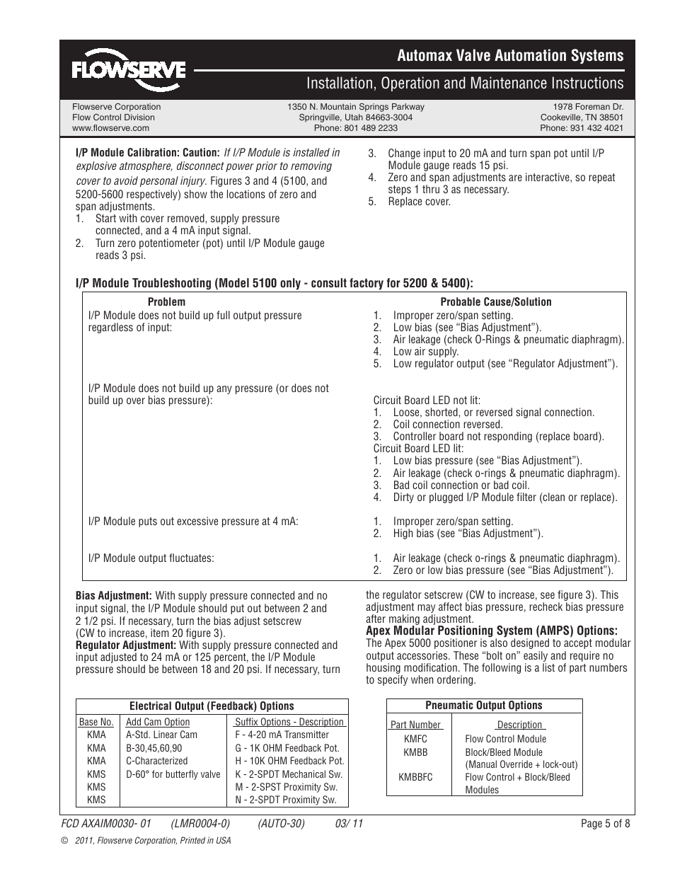 Flowserve 5000 Positioner Automax Valve Automation Systems User Manual | Page 5 / 8