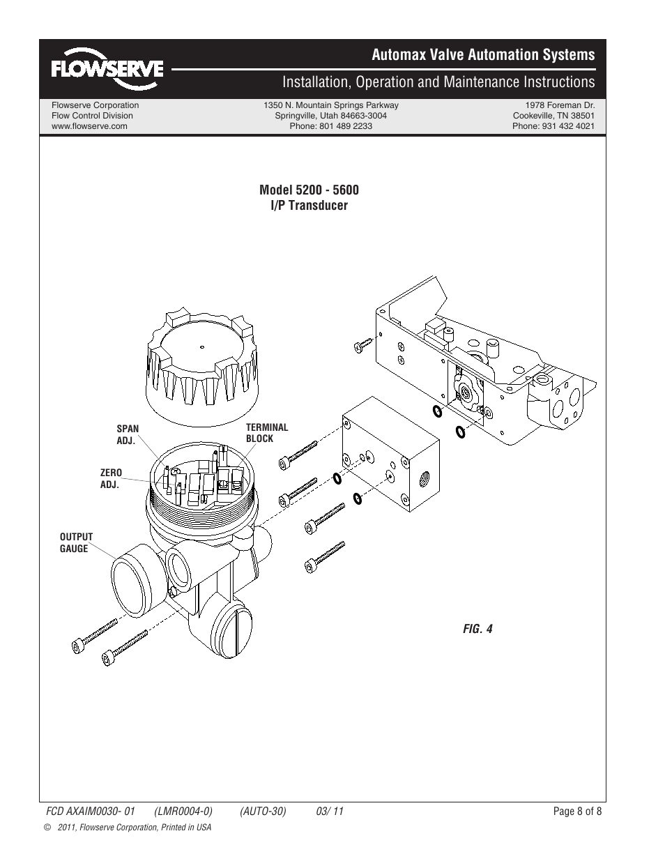 Flowserve 5000 Positioner Automax Valve Automation Systems User Manual | Page 8 / 8