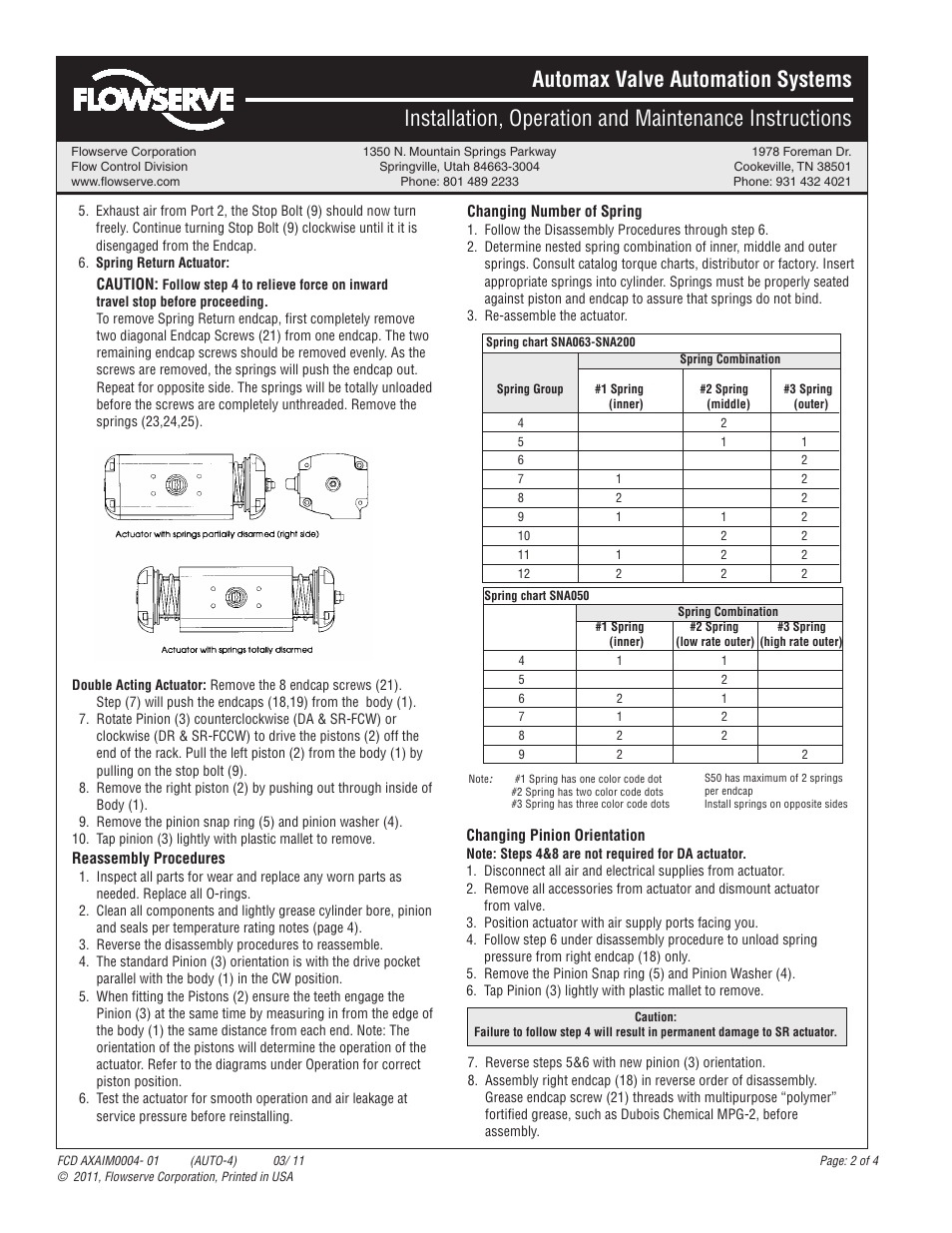 Flowserve SNA-Series Pneumatic Actuator User Manual | Page 2 / 4