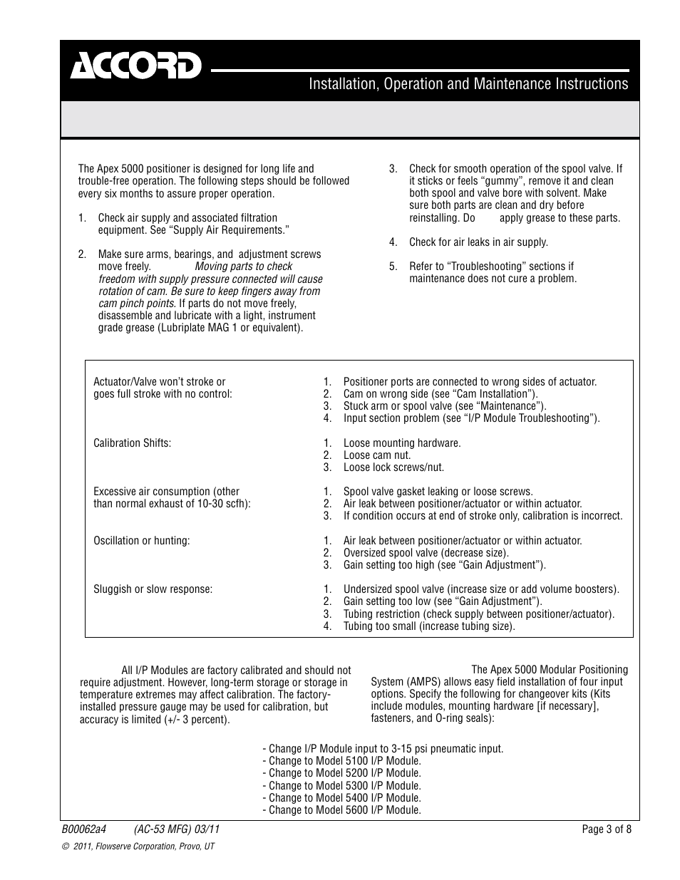 Flowserve Apex 5000 Positioner User Manual | Page 3 / 8