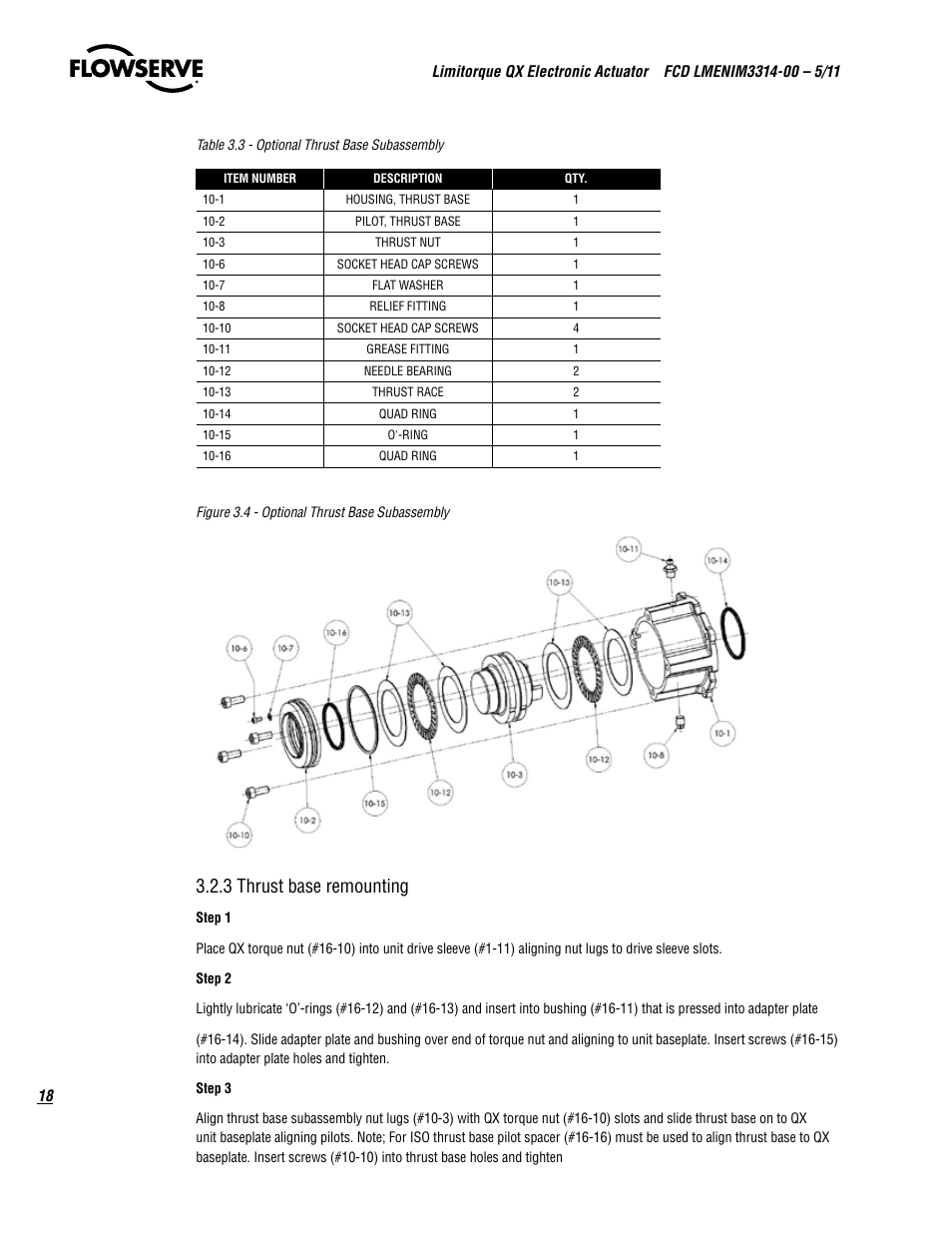 3 thrust base remounting | Flowserve QX
 Limitorque User Manual | Page 18 / 82