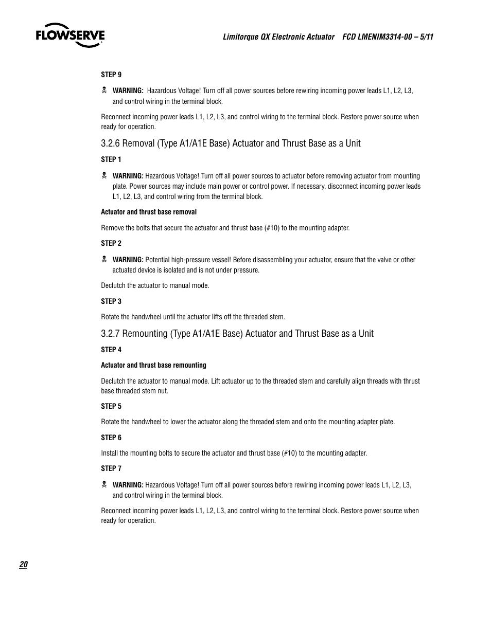 Flowserve QX
 Limitorque User Manual | Page 20 / 82