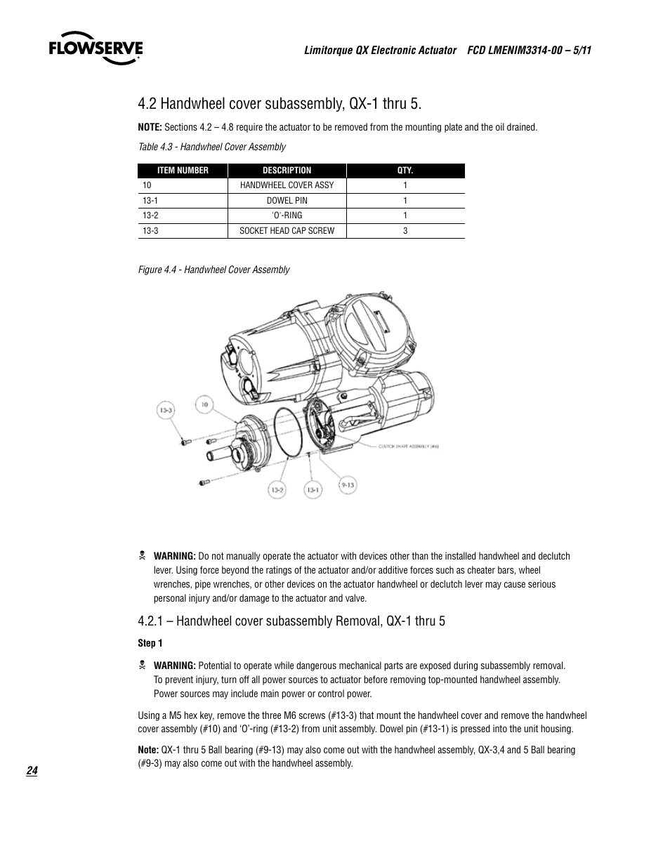 2 handwheel cover subassembly, qx-1 thru 5 | Flowserve QX
 Limitorque User Manual | Page 24 / 82