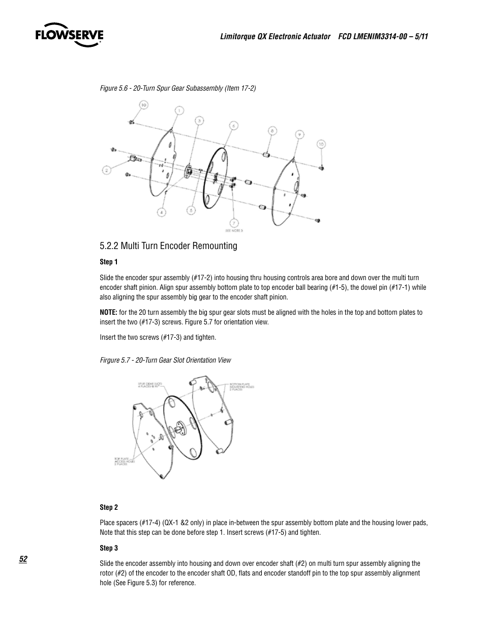 2 multi turn encoder remounting | Flowserve QX
 Limitorque User Manual | Page 52 / 82