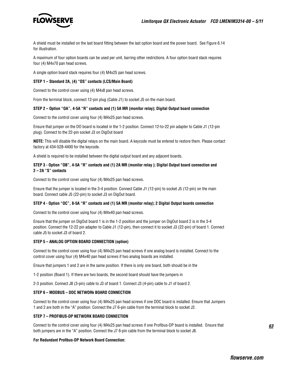 Flowserve QX
 Limitorque User Manual | Page 63 / 82