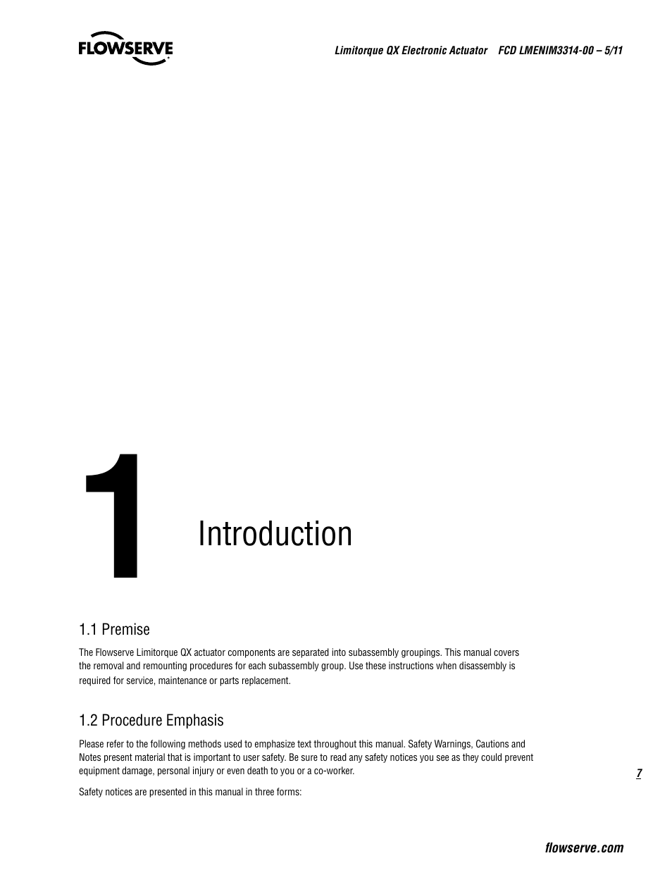 Introduction | Flowserve QX
 Limitorque User Manual | Page 7 / 82
