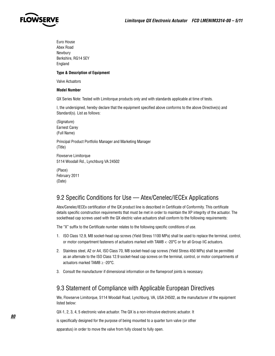 Flowserve QX
 Limitorque User Manual | Page 80 / 82