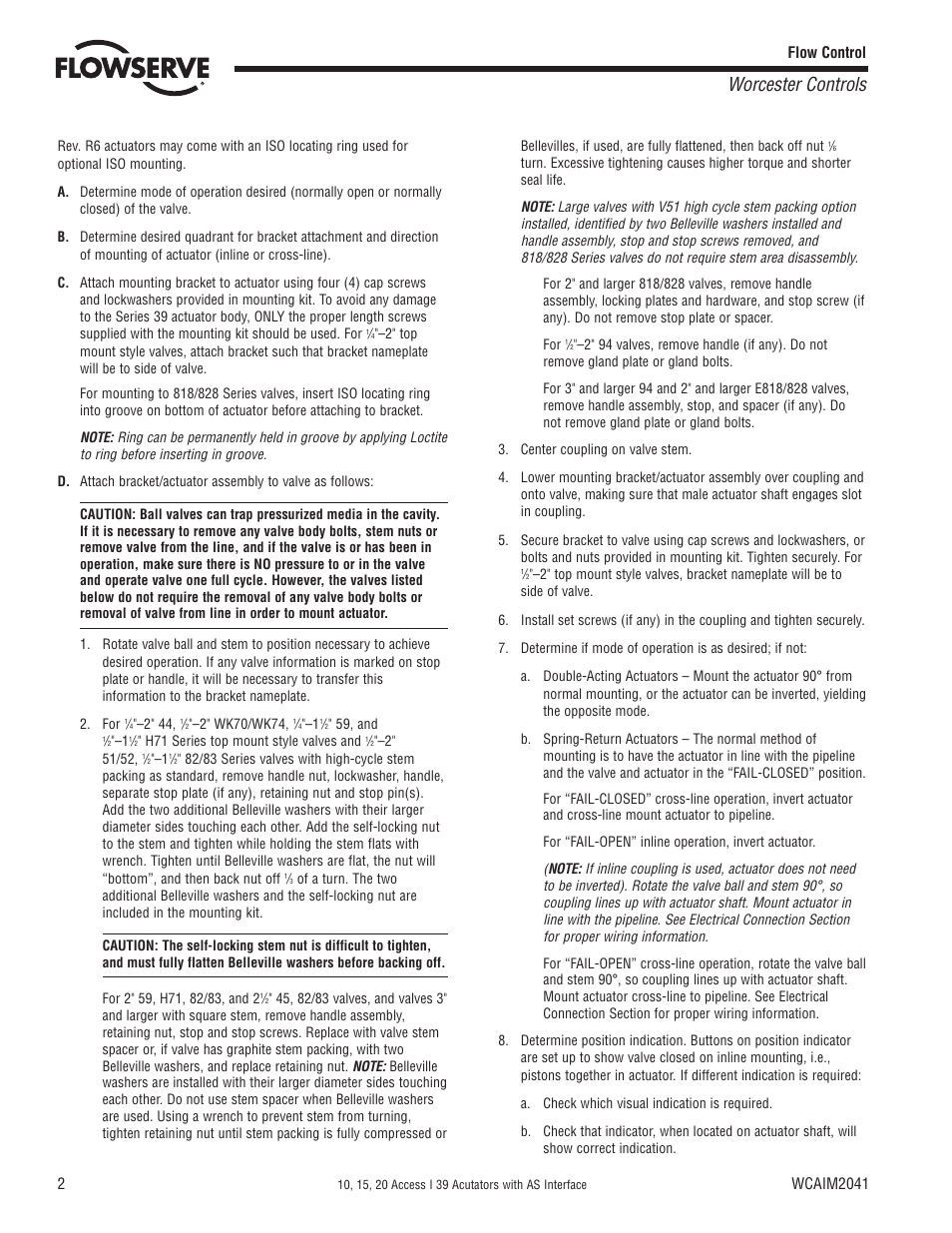 Worcester controls | Flowserve 10 ACCESS I 39 Actuator with AS Interface User Manual | Page 2 / 12