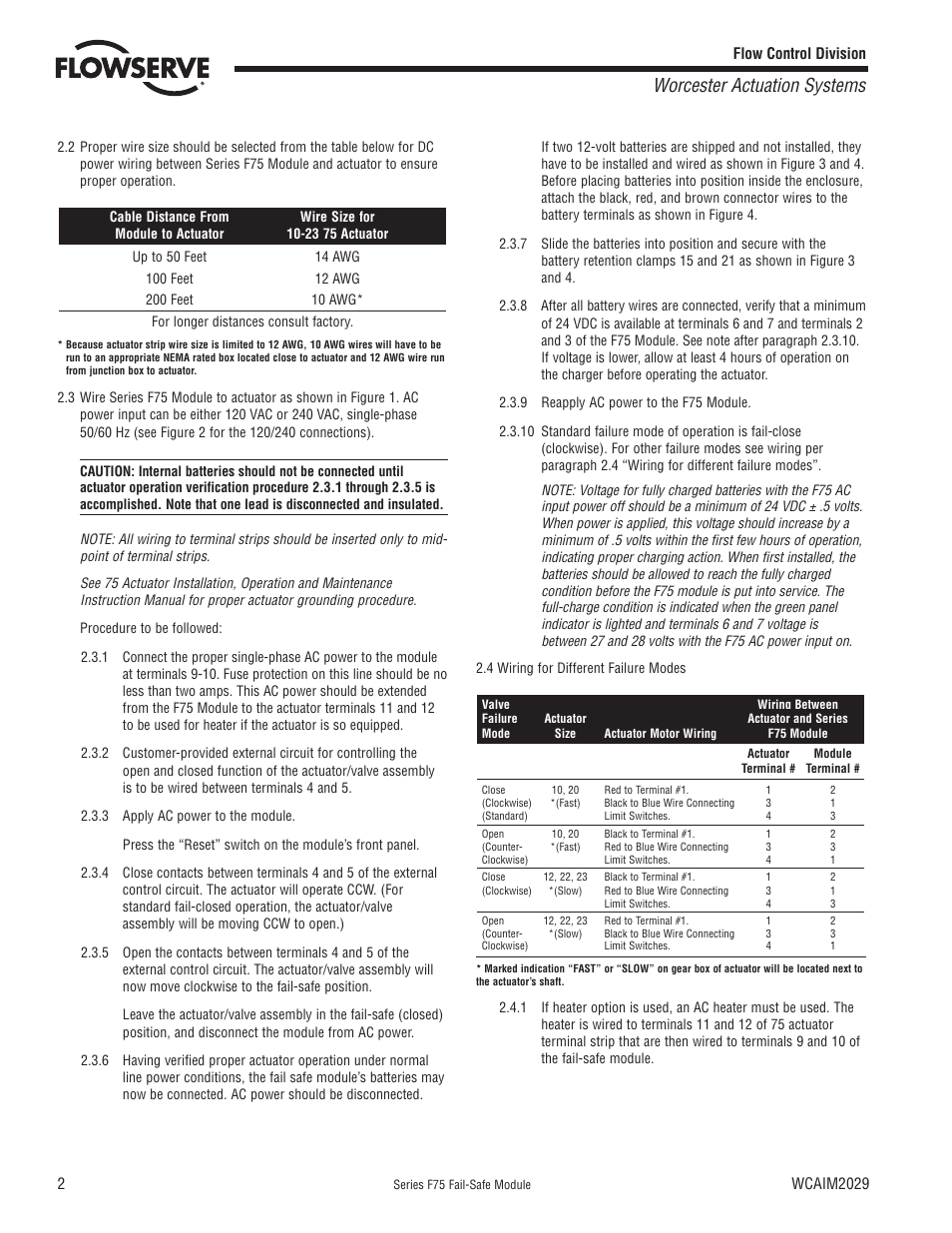 Worcester actuation systems | Flowserve F75 Series Fail-Safe Module User Manual | Page 2 / 8