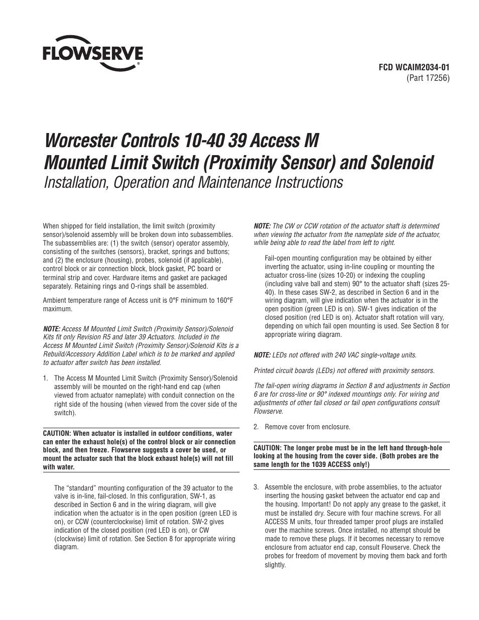Flowserve 10-40 39 Access M Worcester Controls User Manual | 12 pages