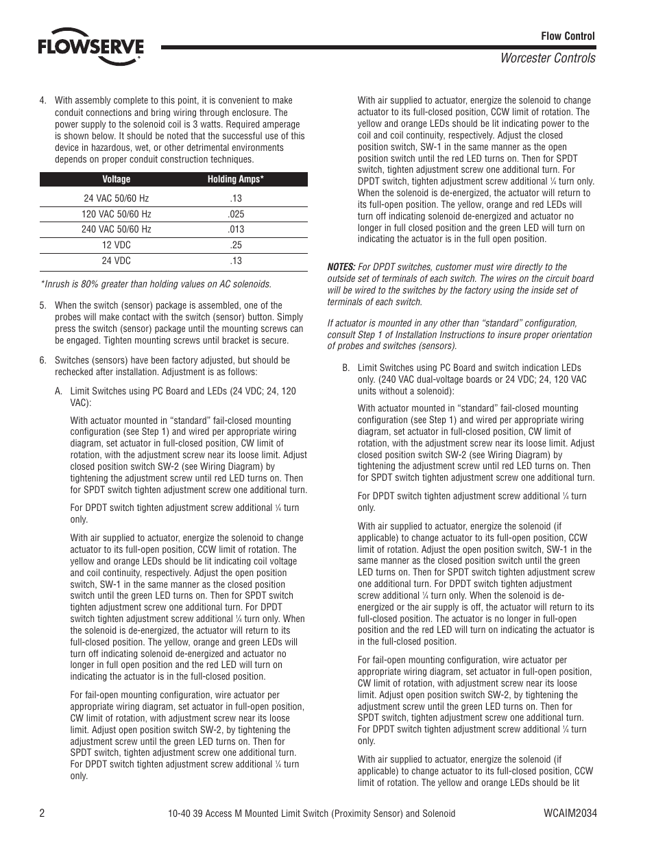 Worcester controls | Flowserve 10-40 39 Access M Worcester Controls User Manual | Page 2 / 12