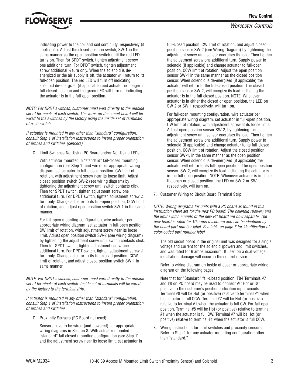 Worcester controls | Flowserve 10-40 39 Access M Worcester Controls User Manual | Page 3 / 12