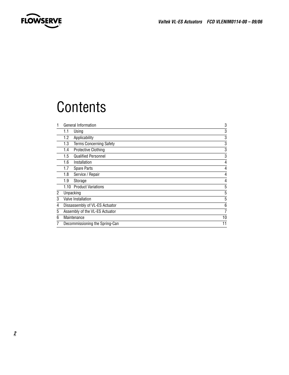 Flowserve Valtek VL-ES Actuators User Manual | Page 2 / 16