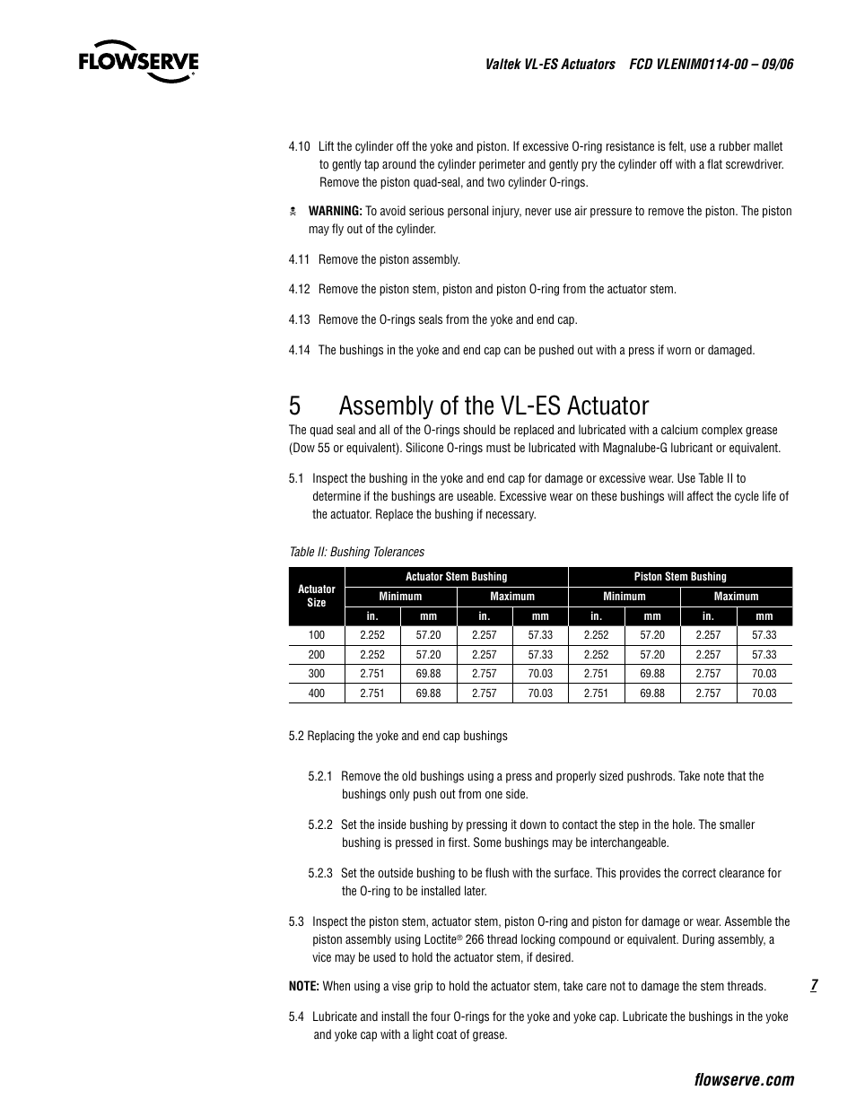 5assembly of the vl-es actuator | Flowserve Valtek VL-ES Actuators User Manual | Page 7 / 16