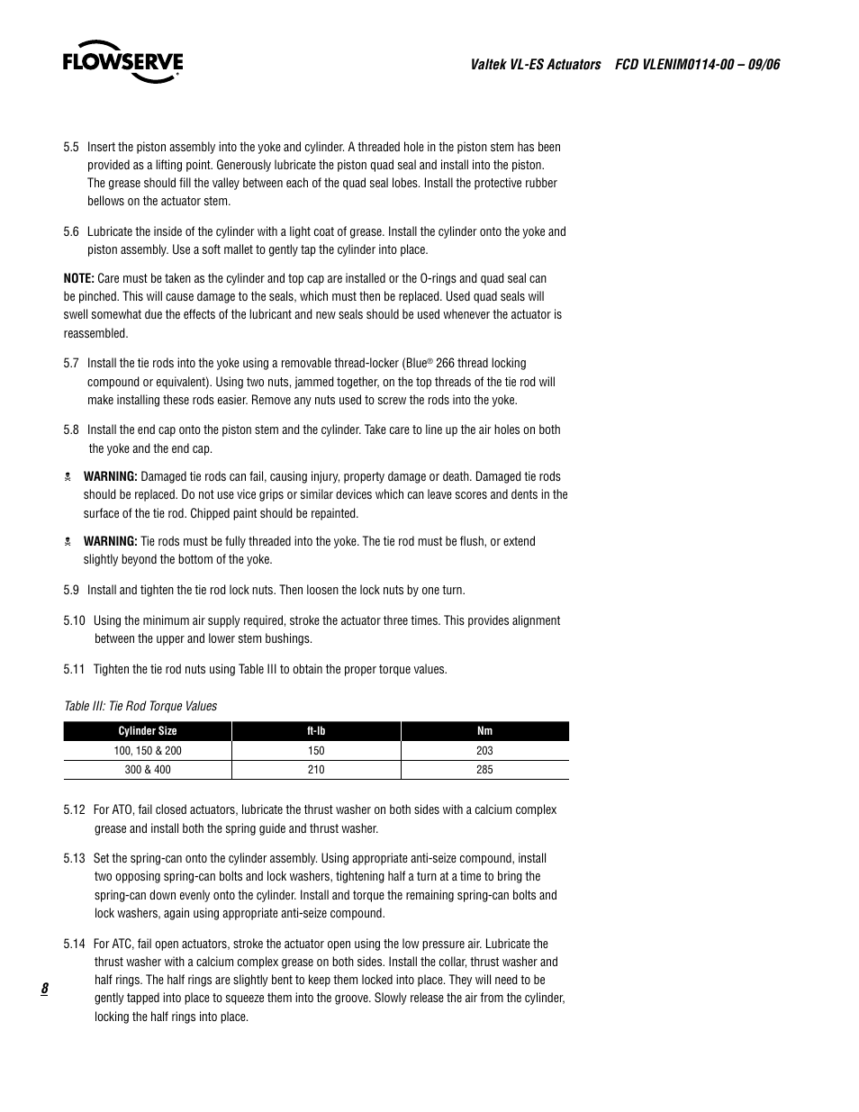 Flowserve Valtek VL-ES Actuators User Manual | Page 8 / 16