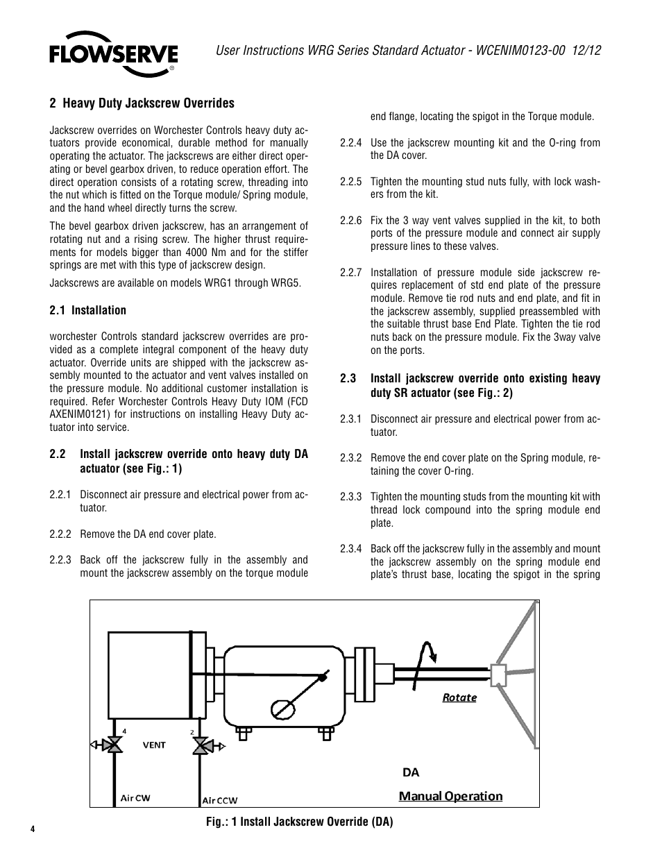 Flowserve WRG Series Standard Actuator User Manual | Page 4 / 12