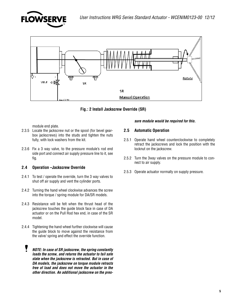 Flowserve WRG Series Standard Actuator User Manual | Page 5 / 12