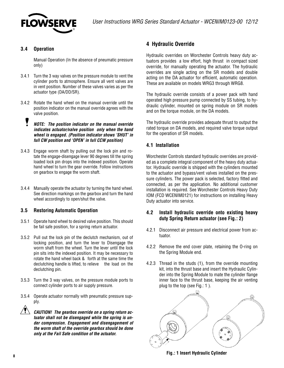 Flowserve WRG Series Standard Actuator User Manual | Page 8 / 12