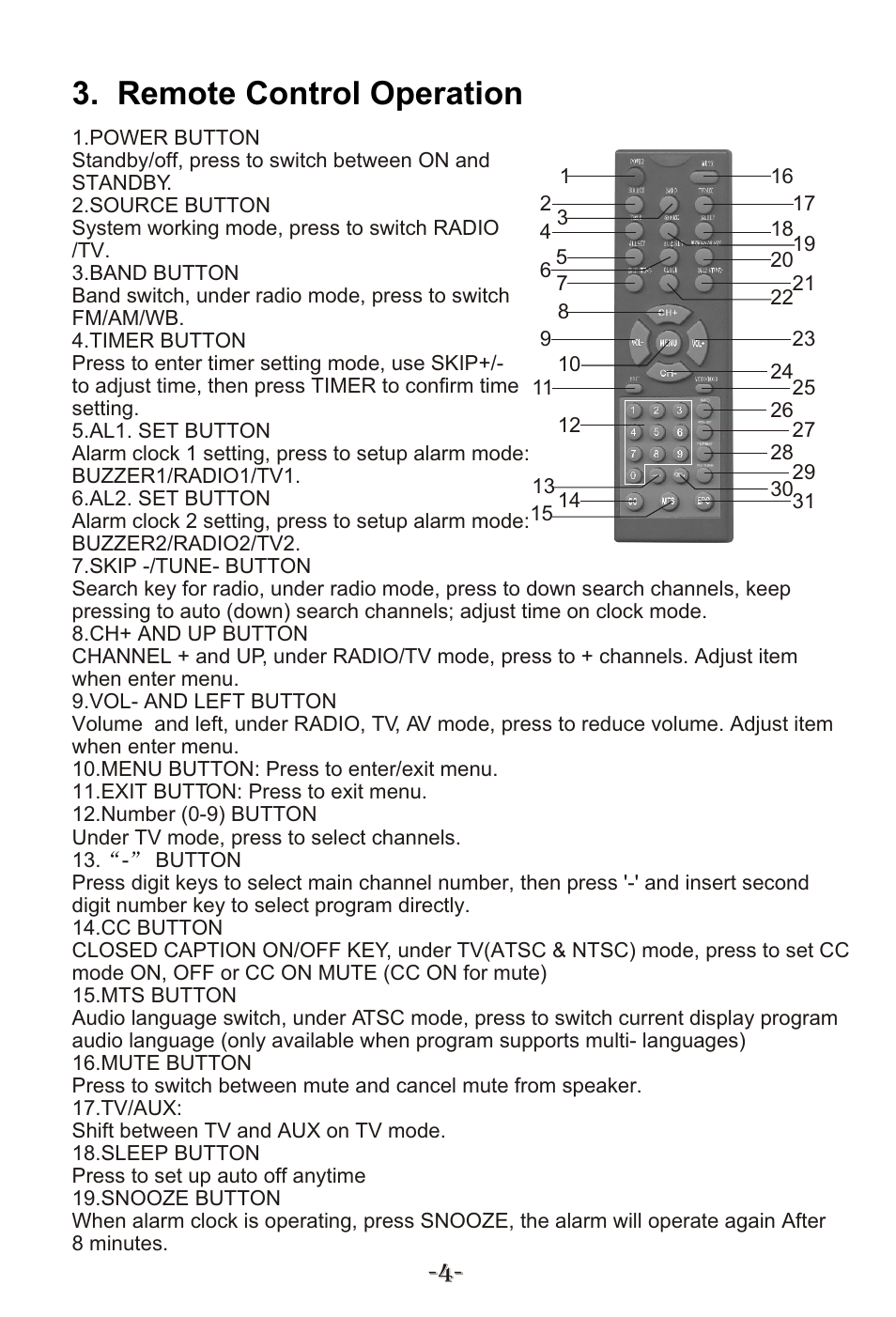 Т³гж 6, Remote control operation | Curtis KCR2614A User Manual | Page 7 / 20