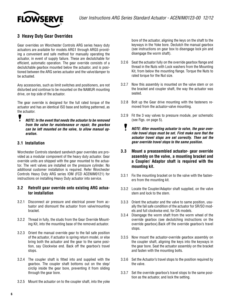 Flowserve ARG Series Standard Actuator User Manual | Page 6 / 12