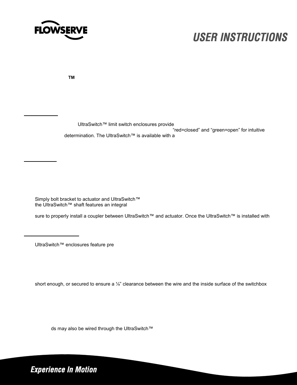 Flowserve WXCL UltraSwitch User Manual | 11 pages