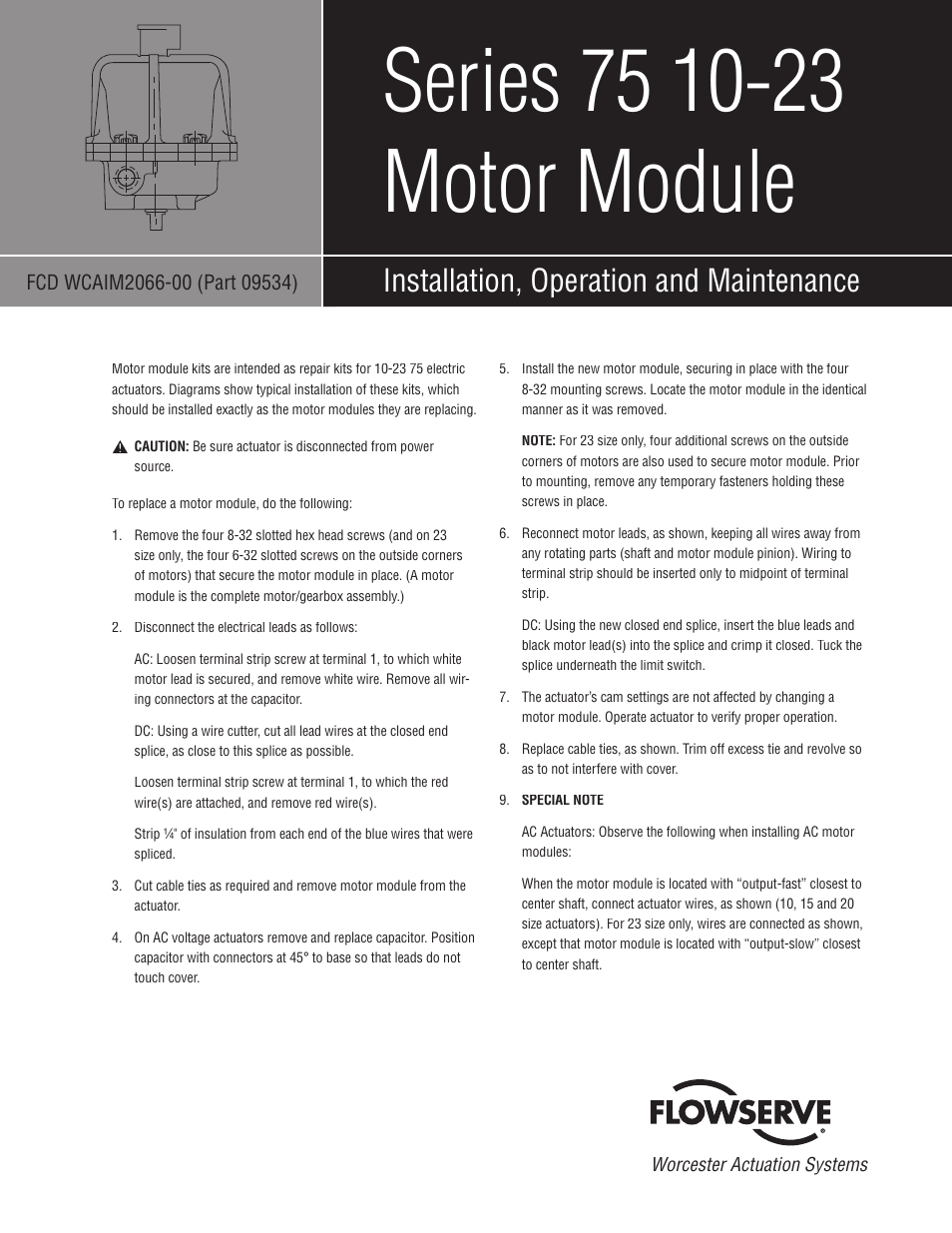 Flowserve 75 10-23 Series Motor Module User Manual | 4 pages