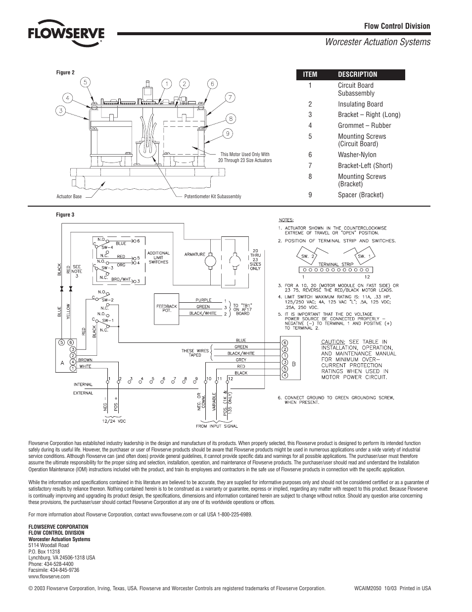 Worcester actuation systems | Flowserve DC AF-17 Electronic Positioner User Manual | Page 4 / 4