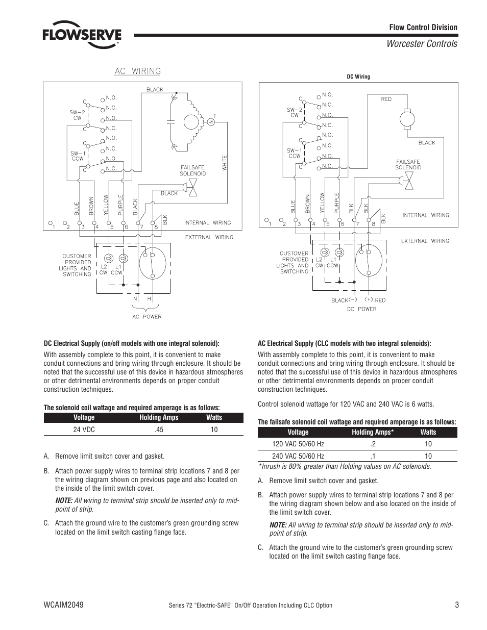 Worcester controls | Flowserve 72 Series Electri-SAFE User Manual | Page 3 / 8