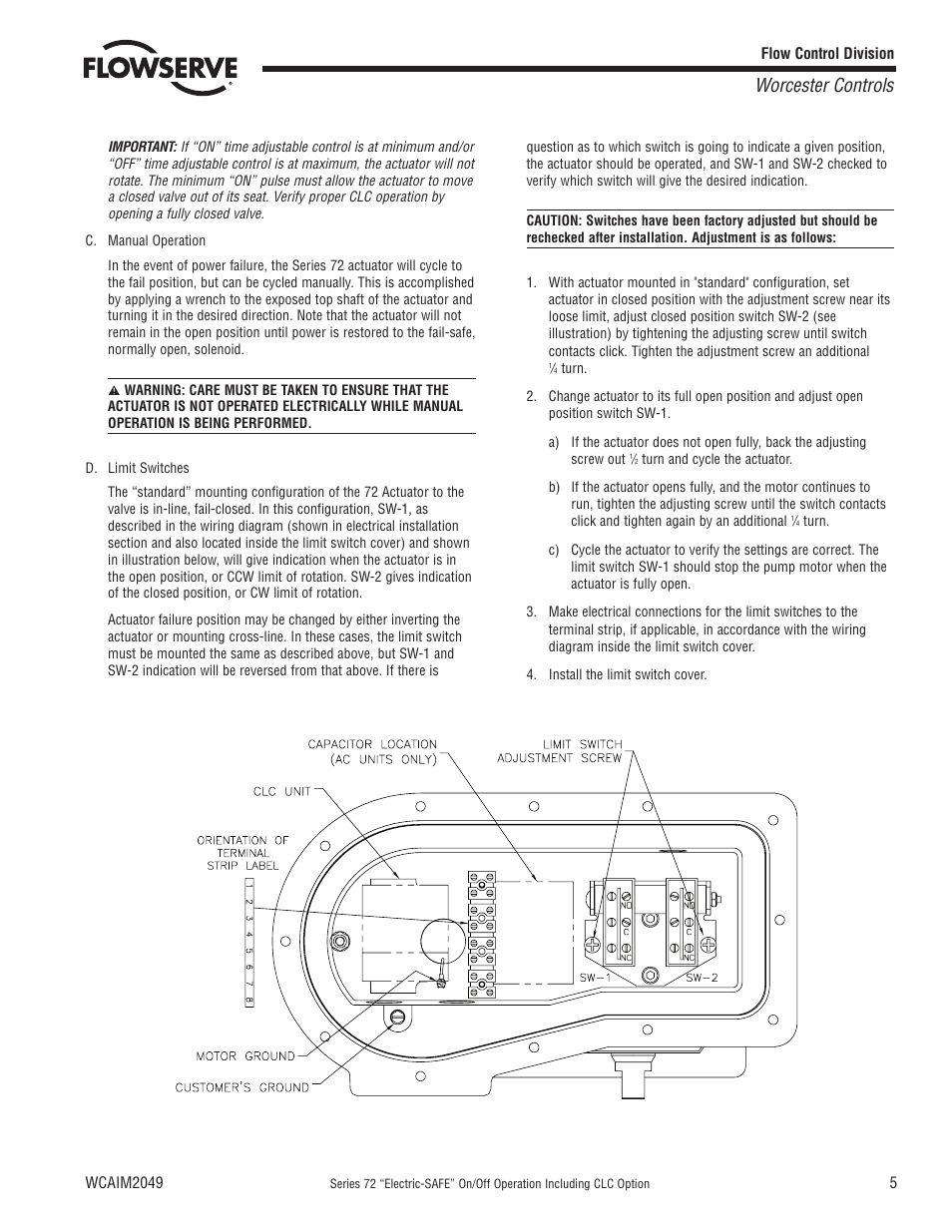 Worcester controls | Flowserve 72 Series Electri-SAFE User Manual | Page 5 / 8