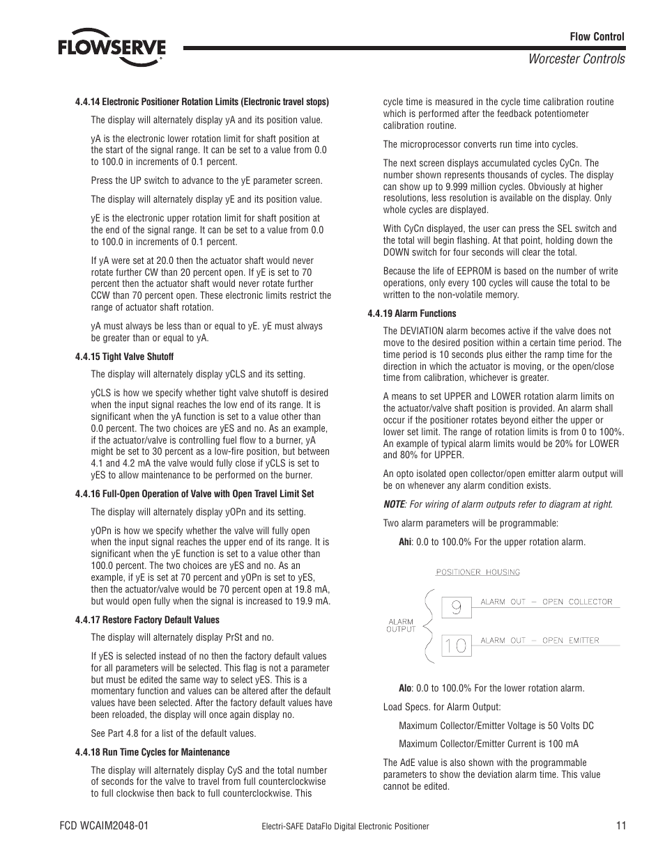 Worcester controls | Flowserve Worcester Controls Electri-SAFE DataFlo User Manual | Page 11 / 28