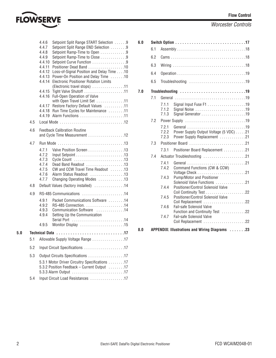 Worcester controls | Flowserve Worcester Controls Electri-SAFE DataFlo User Manual | Page 2 / 28