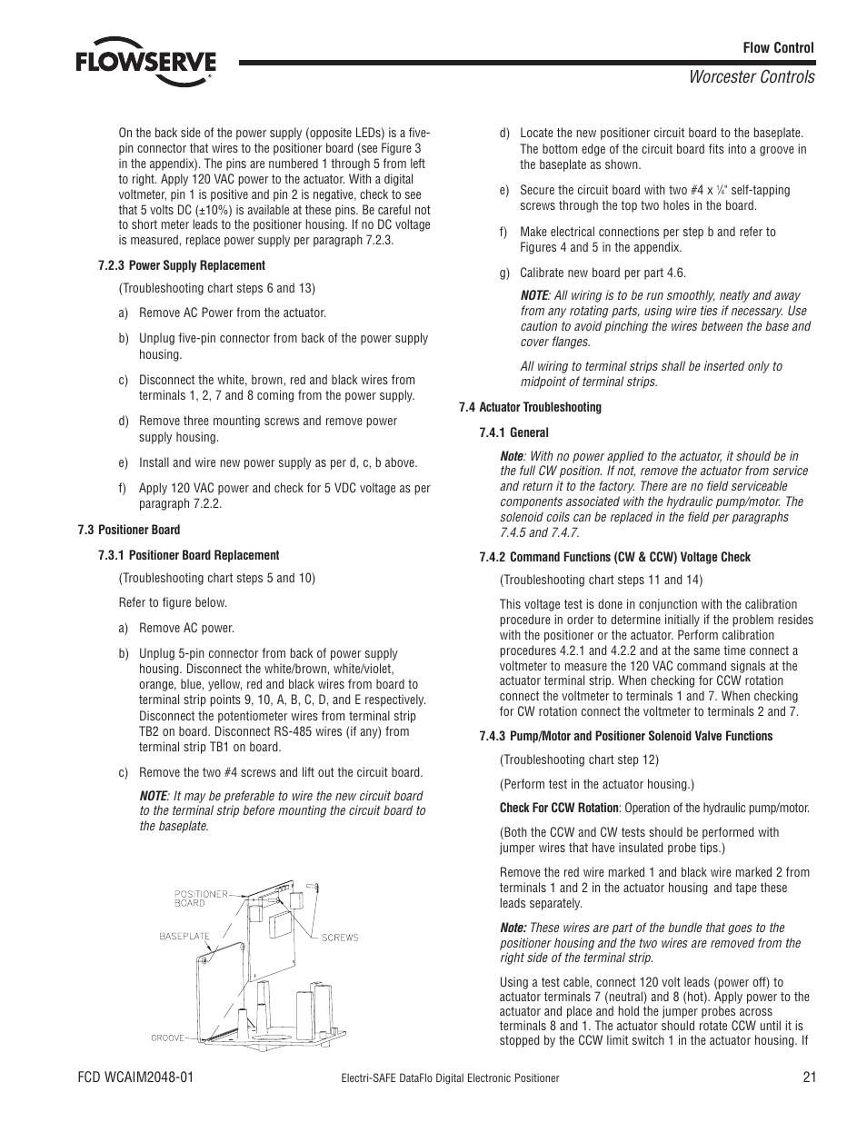 Worcester controls | Flowserve Worcester Controls Electri-SAFE DataFlo User Manual | Page 21 / 28