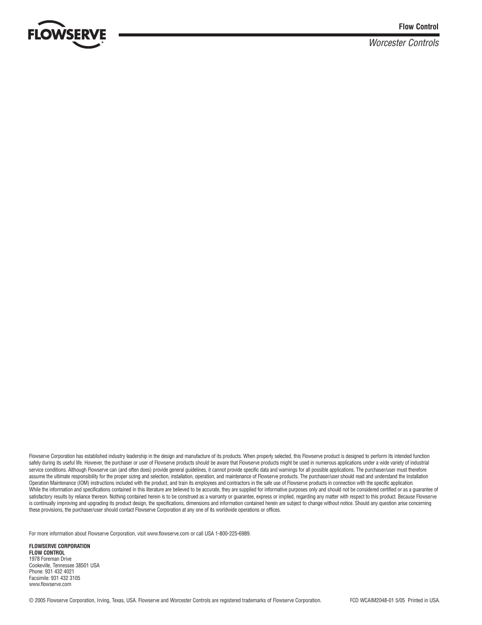Worcester controls | Flowserve Worcester Controls Electri-SAFE DataFlo User Manual | Page 28 / 28