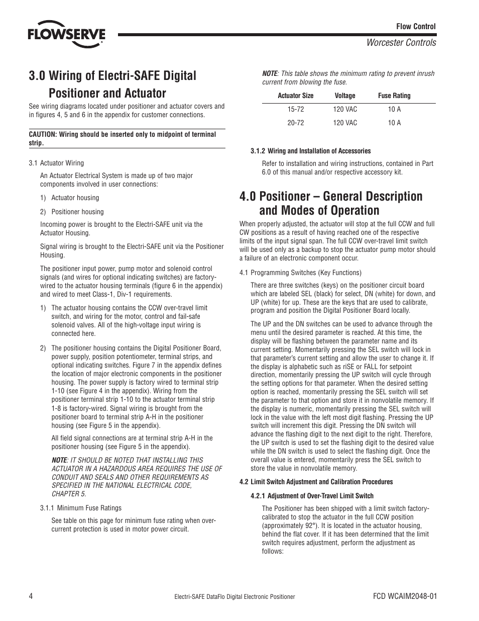 Flowserve Worcester Controls Electri-SAFE DataFlo User Manual | Page 4 / 28