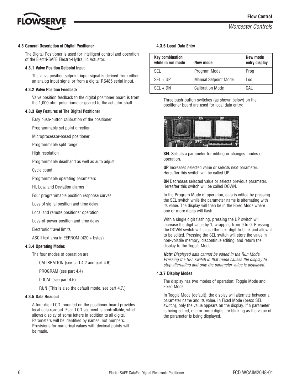 Worcester controls | Flowserve Worcester Controls Electri-SAFE DataFlo User Manual | Page 6 / 28