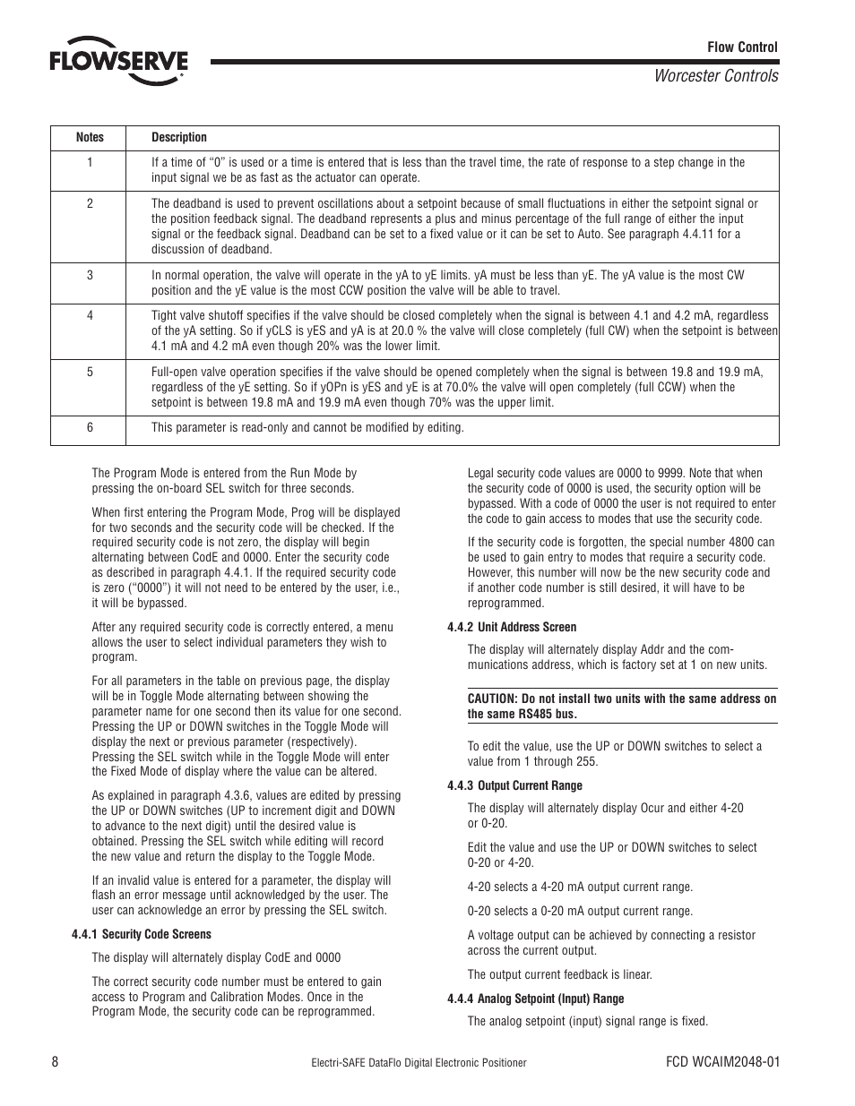 Worcester controls | Flowserve Worcester Controls Electri-SAFE DataFlo User Manual | Page 8 / 28