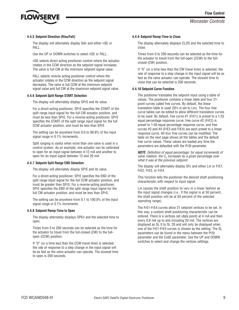 Worcester controls | Flowserve Worcester Controls Electri-SAFE DataFlo User Manual | Page 9 / 28