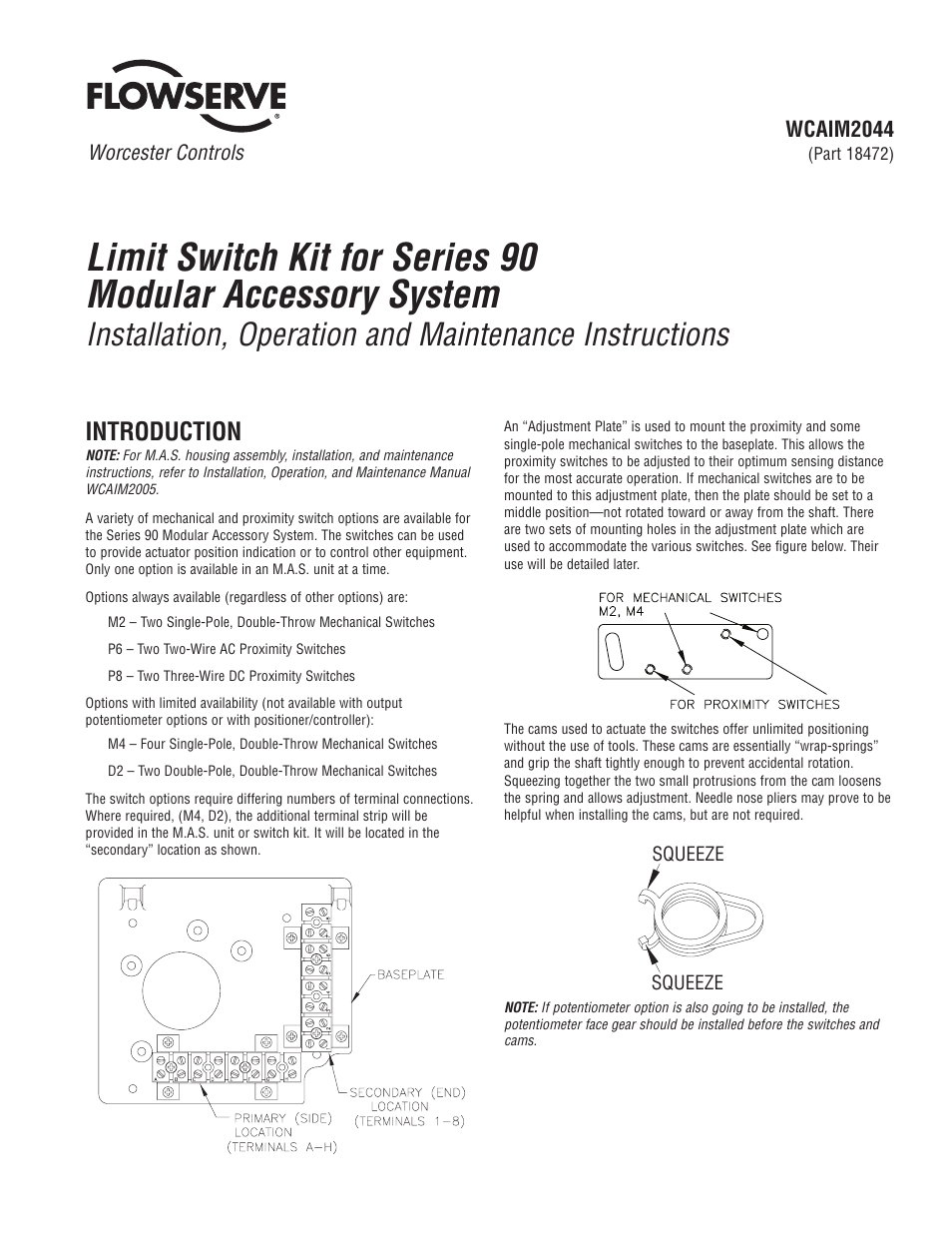 Flowserve 90 Series Limit Switch Kit User Manual | 8 pages