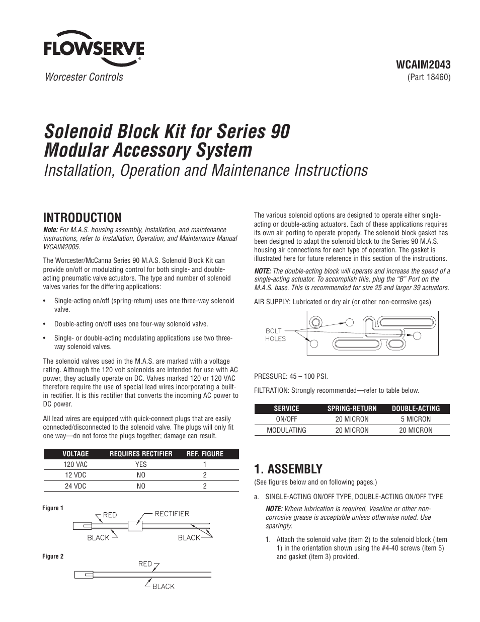 Flowserve 90 Series Solenoid Block Kit User Manual | 8 pages