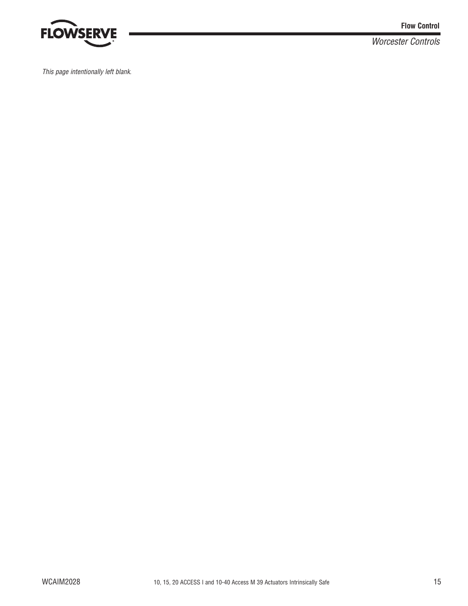 Flowserve 10 ACCESS I Worcester Controls User Manual | Page 15 / 16
