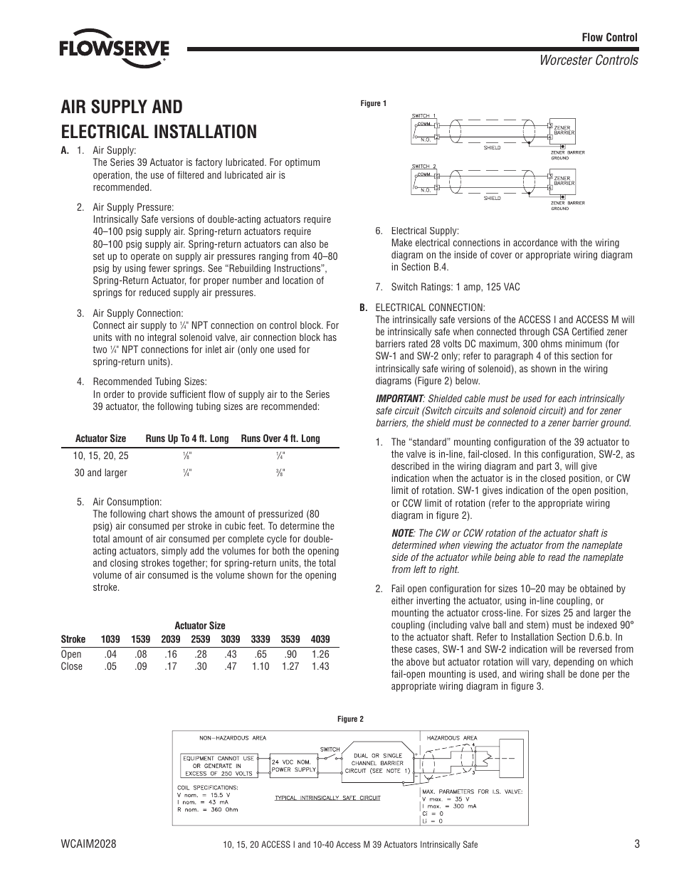 Air supply and electrical installation, Worcester controls | Flowserve 10 ACCESS I Worcester Controls User Manual | Page 3 / 16