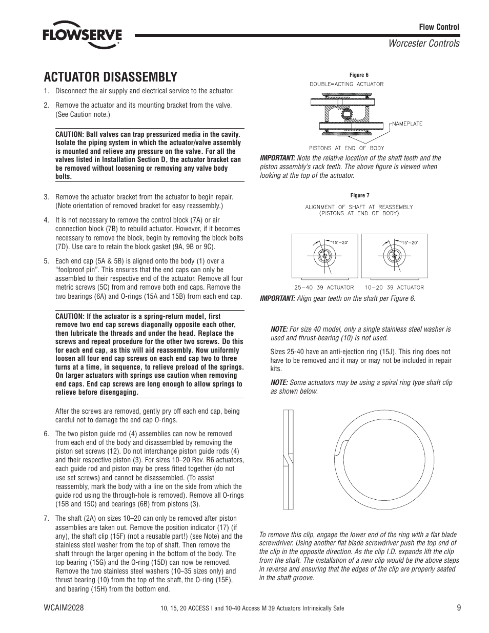 Actuator disassembly, Worcester controls | Flowserve 10 ACCESS I Worcester Controls User Manual | Page 9 / 16