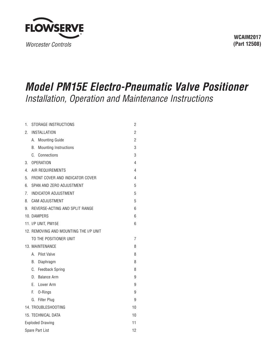 Flowserve PM15E Electro-Pneumatic Valve Positioner User Manual | 12 pages