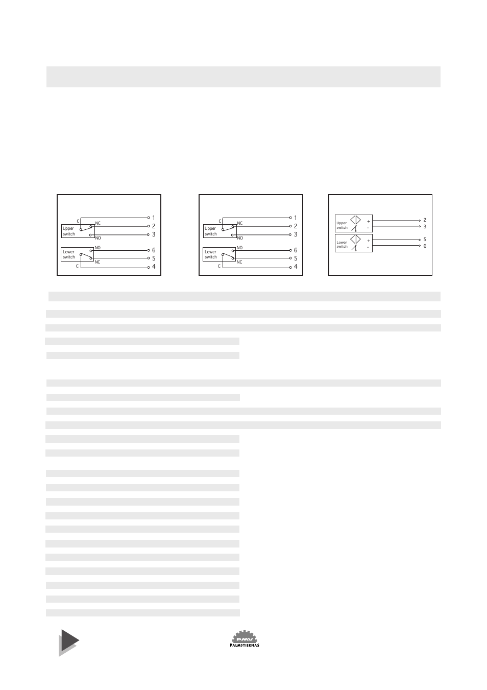 Switches & sensors, Technical specifications, Manual f5 – 11 | Flowserve PMV Valve Control System User Manual | Page 11 / 20