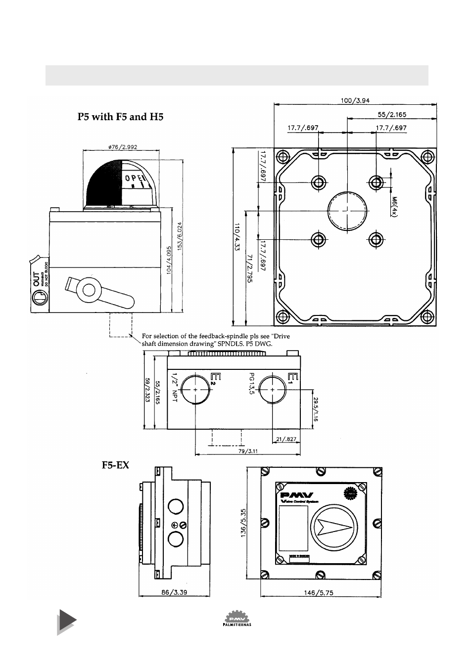 Dimension drawing | Flowserve PMV Valve Control System User Manual | Page 19 / 20