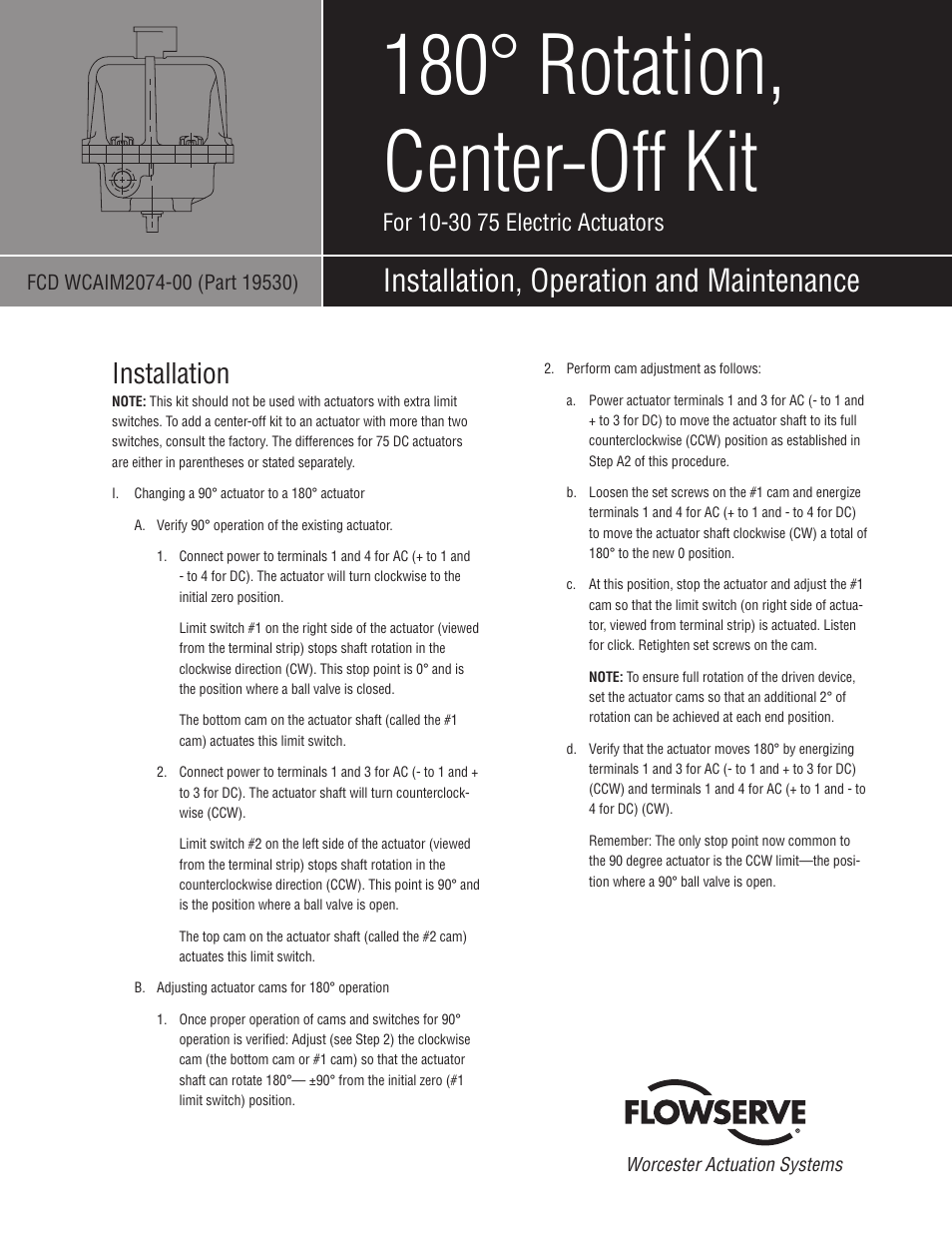 Flowserve 180 Rotation Center-Off Kit User Manual | 4 pages