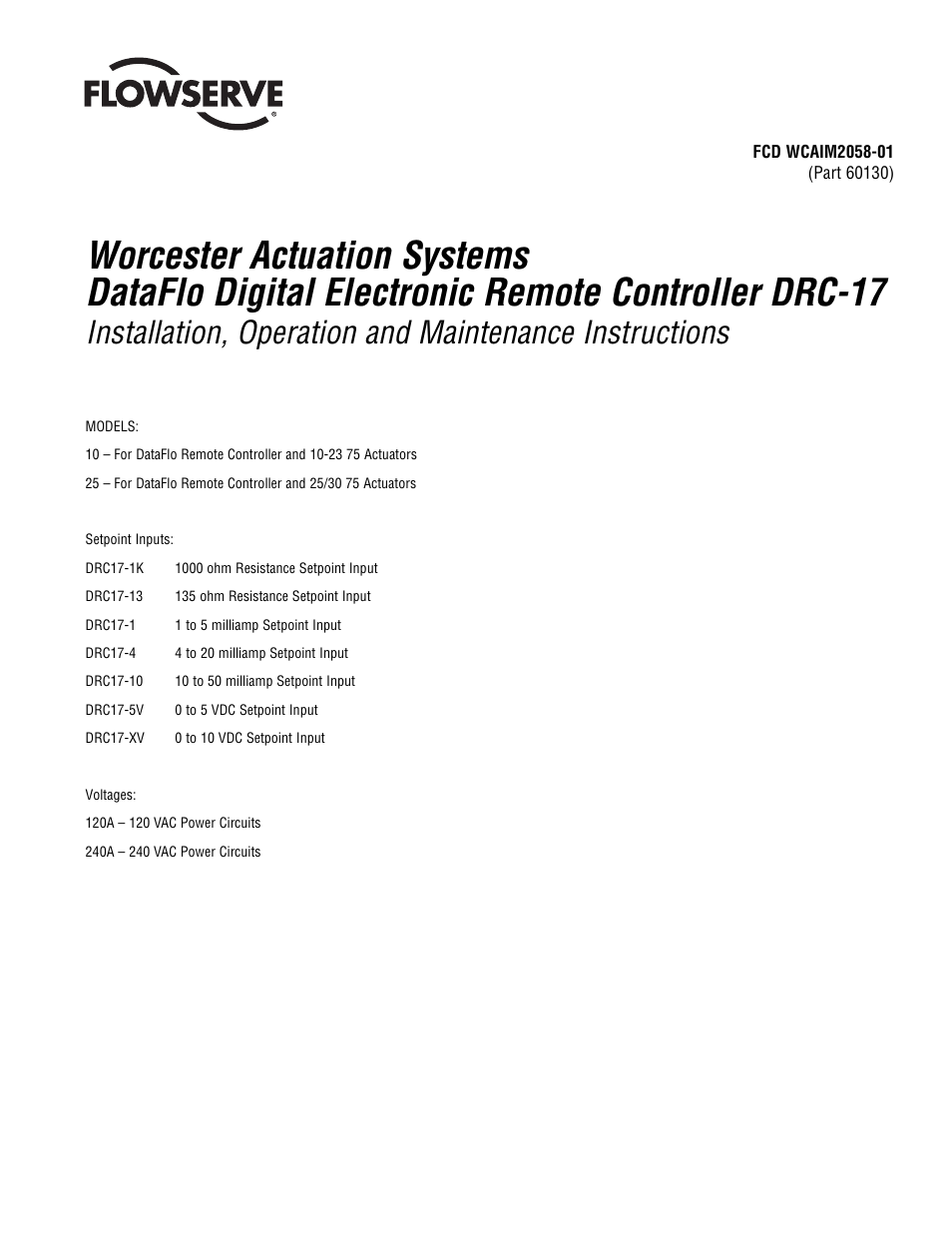 Flowserve DRC-17 User Manual | 28 pages