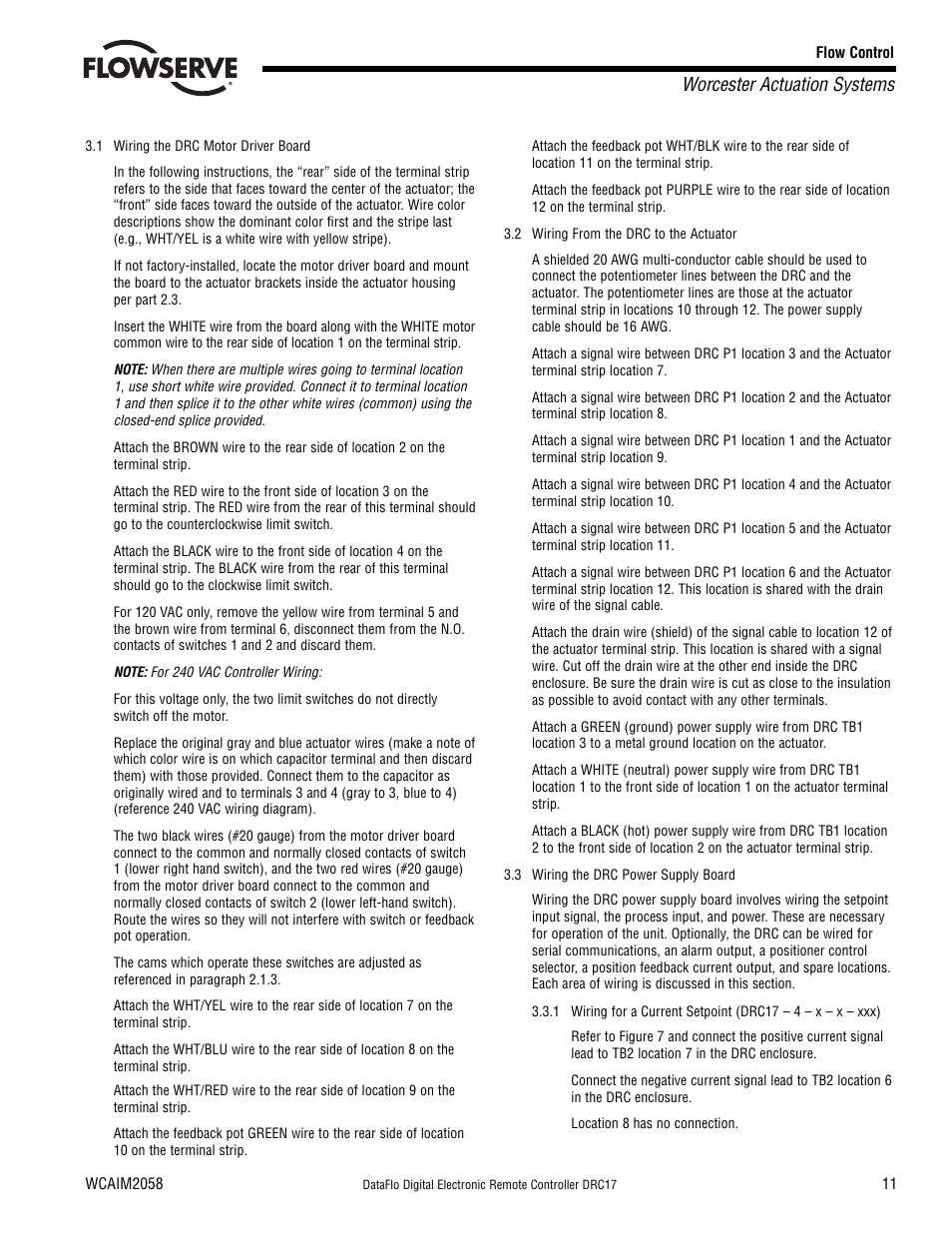 Worcester actuation systems | Flowserve DRC-17 User Manual | Page 11 / 28